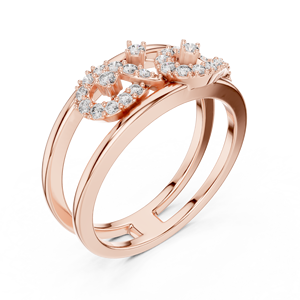 Anillo de compromiso de doble banda con diseño de diamante infinito y círculo en oro rosa chapado en oro de 18 quilates - Product Image 2