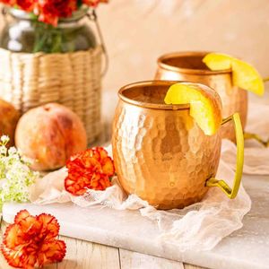 Copper hammered mug <b>set</b> for sanctuary inspired <b>beverages</b> hammered finish metal cups durable reusable <b>serving</b> mugs - Product Image 6