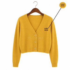 Cardigan en acrylique de luxe élégant pour l'automne et l'hiver, col en V, tricoté sur mesure, OEM & ODM, de la sororité Cosh International - Product Image 1