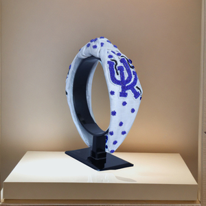 Diadema Elegante, Duradera y Ligera con Letras Griegas Bordadas en Tela Blanca, Personalizable para Hermandades y Fraternidades, Acolchada, de Lujo - Product Image 3