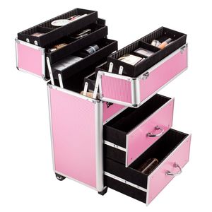 Valigetta per Cosmetici a 4 Livelli con Chiusura, Rosa, Resistente all'Acqua, con Vassoi Estensibili per Organizzazione - Product Image 3