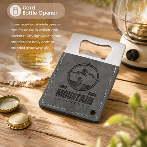 Décapsuleur miniature personnalisé en acier inoxydable recouvert de cuir avec logo gravé au laser pour cadeaux promotionnels - Product Image 6