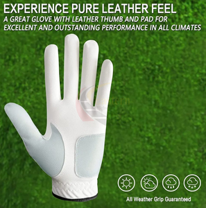 Gants de golf en cuir véritable blanc, respirants, unisexes, à enfiler, pour le sport - Product Image 5