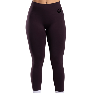 Leggings de compression sans couture taille haute Deep Plum pour femme, idéaux pour la gym, le fitness, le yoga, la course à pied, l'entraînement, résistants aux squats, extensibles dans quatre directions - Product Image 1