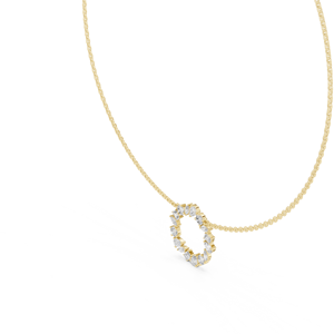 Collar con Colgante de Diamantes Cultivados en Laboratorio en Oro Amarillo de 14K, Elegante Colgante Circular con Diamantes de Corte Mixto en Oro Blanco - Product Image 3