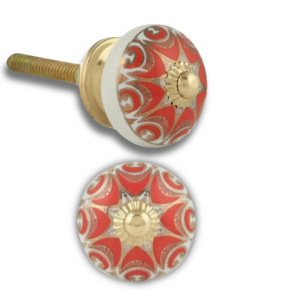 Moroccan <b>Gold</b> Work Flower Industrial Ceramic Knobs Hexagon <b>Drawer</b> Cabinet Handle <b>Pulls</b> for Kitchen Dresser Wardrobe Bedroom - Product Image 2