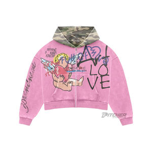 Conjunto de chándal de algodón pesado para hombre con cremallera, bordado y estampado digital, lavado ácido, corte holgado, estilo streetwear de invierno - Product Image 3