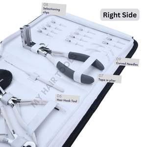 Kit d'outils OEM blancs pour extensions capillaires, comprenant une pince de retrait de micro-perles, un outil de sertissage, une pince pour extensions à bandes, un coupe-keratine et des pinces à crochets. - Product Image 4