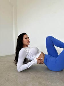 Conjunto Deportivo de 2 Piezas en Color Contrastante, Conjunto de Gimnasio de Secado Rápido, Traje de Yoga, Sujetador Deportivo, Chaqueta de Manga Larga, Leggings Elásticos, Conjunto de Yoga - Product Image 4