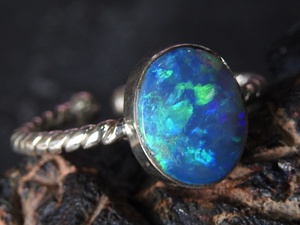 แหวนโอปอลออสเตรเลียปรับขนาดได้-เงินแท้ 925-พลอยประจำเดือนตุลาคม-โอปอลดับเบิ้ล-เครื่องประดับทำมือ-ของขวัญสำหรับเธอ-MS - Product Image 4