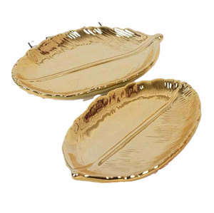 Good Design Aluminium Gold Color Leaf Dish for Serving Fruits Dry Fruits Chocolates <b>Snacks</b> <b>Tray</b> at Lowest Sale Price - Product Image 2