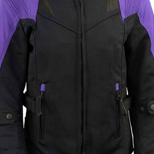 Blouson Moto Homme Noir et Violet Color Block Col Montant Fermeture Éclair Style Motard Respirant Idéal Printemps - Product Image 6