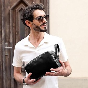 Genuine Leather Wholesale Dopp Kit Travel Pouch Beauty Zipper Cosmetic <b>Bags</b> Women's Makeup <b>Bag</b> Men's <b>Toiletry</b> <b>Bag</b> - Product Image 2