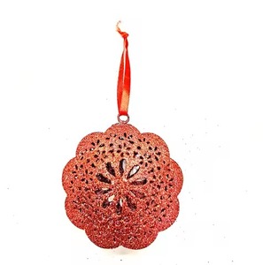 <b>Red</b> <b>Glitter</b> Tree Hanging Ornament Christmas Hanging Metal Holiday Ornaments Pendants Type Ornament for Home Party Decor - Product Image 1