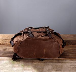 Leather <b>Canvas</b> Backpack Fashion Genuine Leather Waterproof Zipper Travel School <b>Laptop</b> <b>Bag</b> Wholesale Bulk OEM Manufacturer - Product Image 4