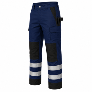 Men High Visibility <b>Work</b> <b>Pants</b> With Reflective Tape Knee Pads <b>Cargo</b> Pockets Polyester Construction Safety <b>Pants</b> - Product Image 5