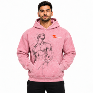 Sudadera con capucha para hombre con diseño de rostro humano, estilo acid wash, de algodón lavado premium, con forro polar, manga larga. - Product Image 1
