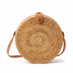 Rattan Crossbody <b>Bag</b> Women Handmade <b>Wicker</b> Straw Summer Beach Boho Style Natural Handbag Casual Handbags Portable Vietnam - Product Image 1