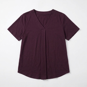เสื้อยืดผู้หญิงไซส์ใหญ่ คอวี แขนสั้น ย้อมสีแบบ Garment Dyed ซักแล้ว เป็นมิตรกับสิ่งแวดล้อม สไตล์ลำลอง สำหรับฤดูร้อน รับสั่งพิมพ์ลายพิเศษ คุณภาพพรีเมียม ขายส่ง - Product Image 5