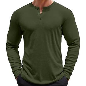 T-shirt pour homme, col en V avec boutons, t-shirt basique pour homme, pour l'extérieur, facile à porter, logo personnalisé, vêtements en coton 100% - Product Image 1