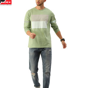 Camiseta de Manga Larga con Cuello Redondo para Hombre, Marca INDEX SPORTSWEAR, Diseño Color Block, Corte Regular, Transpirable, Verde - Product Image 4