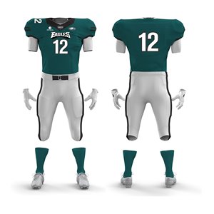 Conjunto de Uniforme de Fútbol Americano Personalizado al por Mayor – Jersey Sublimado Verde y Pantalones Blancos, Logotipo del Equipo Personalizado, Nombre y Número del Jugador - Product Image 4