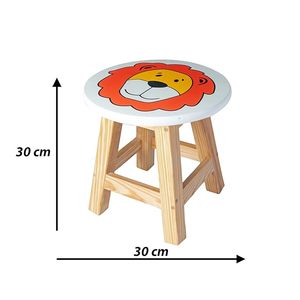 Taburete Infantil de Madera con Diseño de León, Silla Alta para Dormitorio, Sala de Juegos o Guardería - Product Image 3