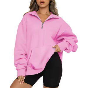 Sweat-shirt d'hiver uni pour homme, coupe régulière, demi-zip, coupe courte, en coton épais, avec poche, logo personnalisé, idéal pour le sport et l'entraînement, collection 2026 - Product Image 1
