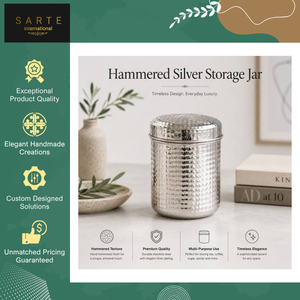Nouvelle Jarre de Rangement de Luxe pour Ustensiles de Cuisine, Faite à la Main, en Argent Martelé, Décorative, avec Couvercle Anti-Fuite - Product Image 2