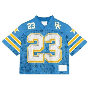 เสื้อฟุตบอลตาข่ายพิมพ์ลายขายส่ง แขนสั้น โพลีเอสเตอร์ 100% ระบายอากาศได้ดี ไซส์ใหญ่ แห้งเร็ว สไตล์สั่งทำได้ - Product Image 5