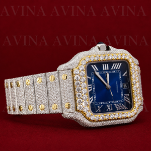 Luxury Stainless Steel Quartz Movement Hip Hop Watch for Men | Blue Dial <b>Square</b> Iced Out Wristwatch - Product Image 5