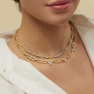 Pear Marquise Round Cut Lab Grown Diamond Necklace 14K 18K Solid Gold Multi Shape Paperclip Bridal Statement Unique Chain <b>Choker</b> - Product Image 5