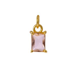 Morganite Quartz <b>Baguette</b> Birthstone with Gold Plated Handmade Charm Elegant Jewelry Component for Necklaces & <b>Bracelets</b> - Product Image 1