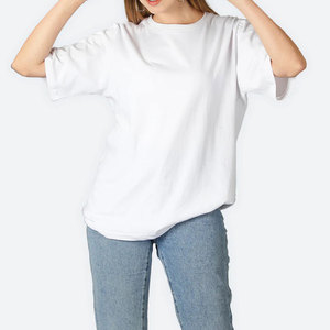 T-shirt pour femme le plus vendu, col rond, coupe ample, manches courtes, impression de logo personnalisé - Product Image 1