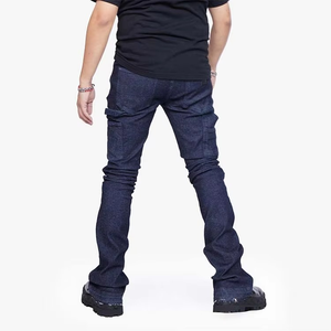 Jeans pour hommes, coupe classique droite, extensible, bleu foncé, décontracté, pantalon en denim, jeans slim pour gentleman - Product Image 1