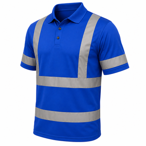 Camiseta Polo de Seguridad Reflectante Azul de Alta Visibilidad para Hombre, Manga Corta, Uniforme de Trabajo para Todas las Temporadas, Uso en Guardia, Material de Poliéster - Product Image 5