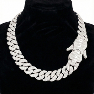 Cadena Cubana de Diamantes Cultivados en Laboratorio para Hombre y Mujer, Plata de Ley 925, Corte Brillante, Chapado en Rodio Pesado, Joyería para Fiestas y Bodas Estilo Hip Hop - Product Image 1