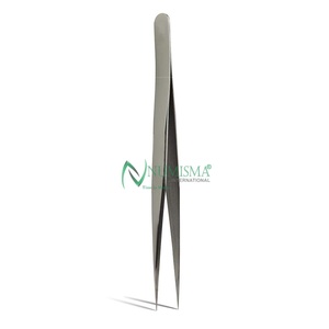 Pince à épiler professionnelle de haute qualité à pointe fine pour extensions de cils, en acier inoxydable anti-acide, couleur bleue, pointe dorée - Product Image 4