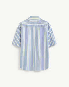 เสื้อเชิ้ตแขนสั้นผู้ชาย ปกคอปกติดกระดุมเม็ดเดียว ทรงปกติ ลายทาง สไตล์ลำลอง ผ้าฝ้าย 100% ระบายอากาศได้ดี ผ้าถัก พิมพ์ลาย สำหรับฤดูใบไม้ร่วง - Product Image 2