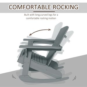 Sedia a dondolo da esterno in legno grigio con schienale a ventaglio e seduta a doghe per sedersi intorno al braciere - Product Image 4