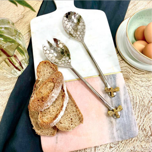 Servidores de ensalada de abeja de Metal personalizados, pequeño MOTIVO DE ABEJA dorada en relieve, tenedor de panal Hexagonal, cuchara de mesa, directo de fábrica - Product Image 4