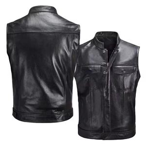 <b>Mens</b> Classic Style <b>Leather</b> Motorcycle <b>Vest</b> Smooth Finish Snap Button Closure Biker Waistcoat For Touring Motorbike <b>Leather</b> <b>Vests</b> - Product Image 6