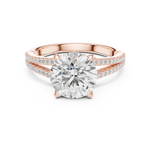 Anillos de compromiso de diamantes con vástago dividido, oro macizo de 14K, diamante cultivado en laboratorio de 2.5 CT, corte brillante redondo, colección de joyería. - Product Image 5