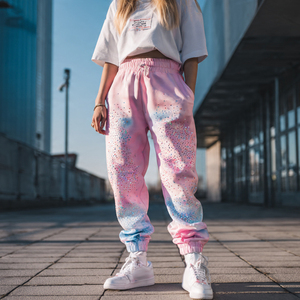 Pantalones de chándal OEM con cordón en la cintura y pedrería para mujer, de forro polar grueso para invierno, estilo pijama, oversize - Product Image 4