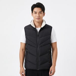 Gilet d'hiver matelassé pour homme, col montant, fermeture éclair, sans manches, épais et chaud - Product Image 4