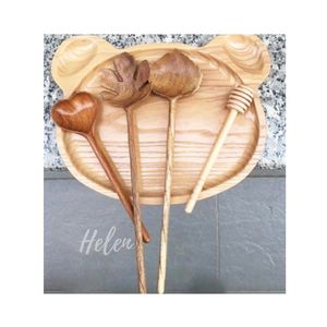 Cucharas de Madera de Arce de Alta Calidad con Diseño de Hojas y Flores, Utensilio Creativo para Servir Té, Precio al por Mayor - Product Image 6