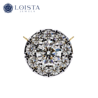 Pendentif pour femme en or massif 9k, 14k, 18k, serti de diamants de laboratoire certifiés IGI, taille halo française, couleur E, blanc, 18 pouces