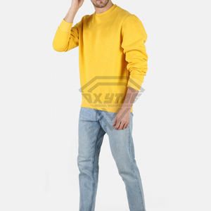 Sudadera Personalizada al por Mayor, Cuello Redondo, Color Amarillo, para Hombre, Lisa, de Felpa, Estilo Urbano, Talla Grande, de Algodón, de Fábrica - Product Image 2