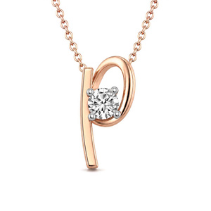 Pendentif lettre P en or 10 carats de qualité supérieure, livré avec un diamant de laboratoire taille ronde minimaliste certifié GRA, bijoux pour femmes - Product Image 3
