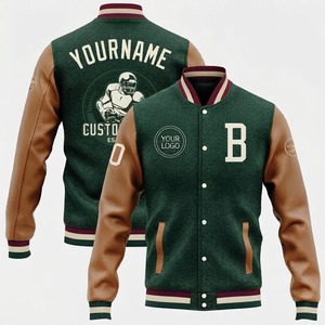 เสื้อแจ็คเก็ต Letterman พรีเมียมสั่งทำพิเศษ ตัวเสื้อผ้าฝ้าย ทรงสแตนด์ คอวี แนววาร์ซิตี้ บอมเบอร์ คอลเลจ เบสบอล  ปักลายปักชื่อทีมได้ตามต้องการ - Product Image 1
